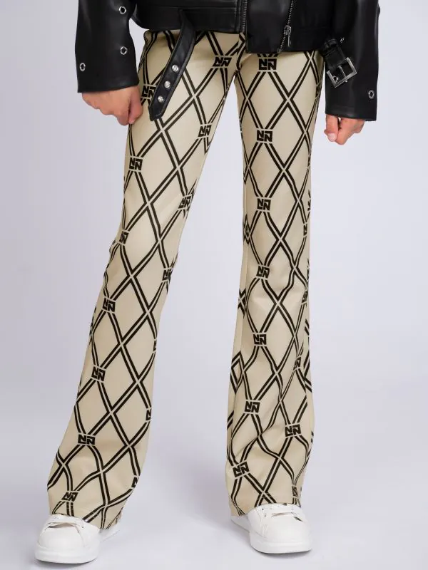 Nikkie Flared Broek Met N&N Logo Patroon