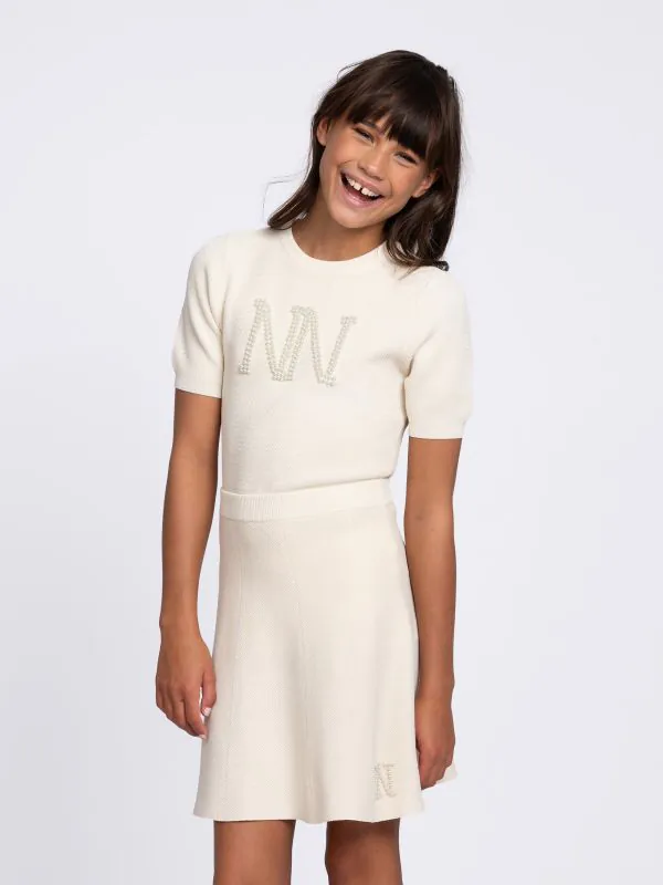 Nikkie Gebreide Midi Rok Met Parel Logo