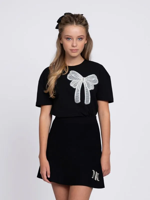 nikkie Gebreide midi rok met parel logo