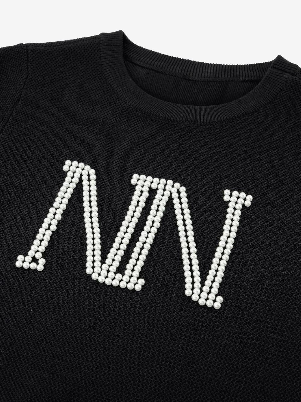 Nikkie Gebreide Top Met NN Parel Logo