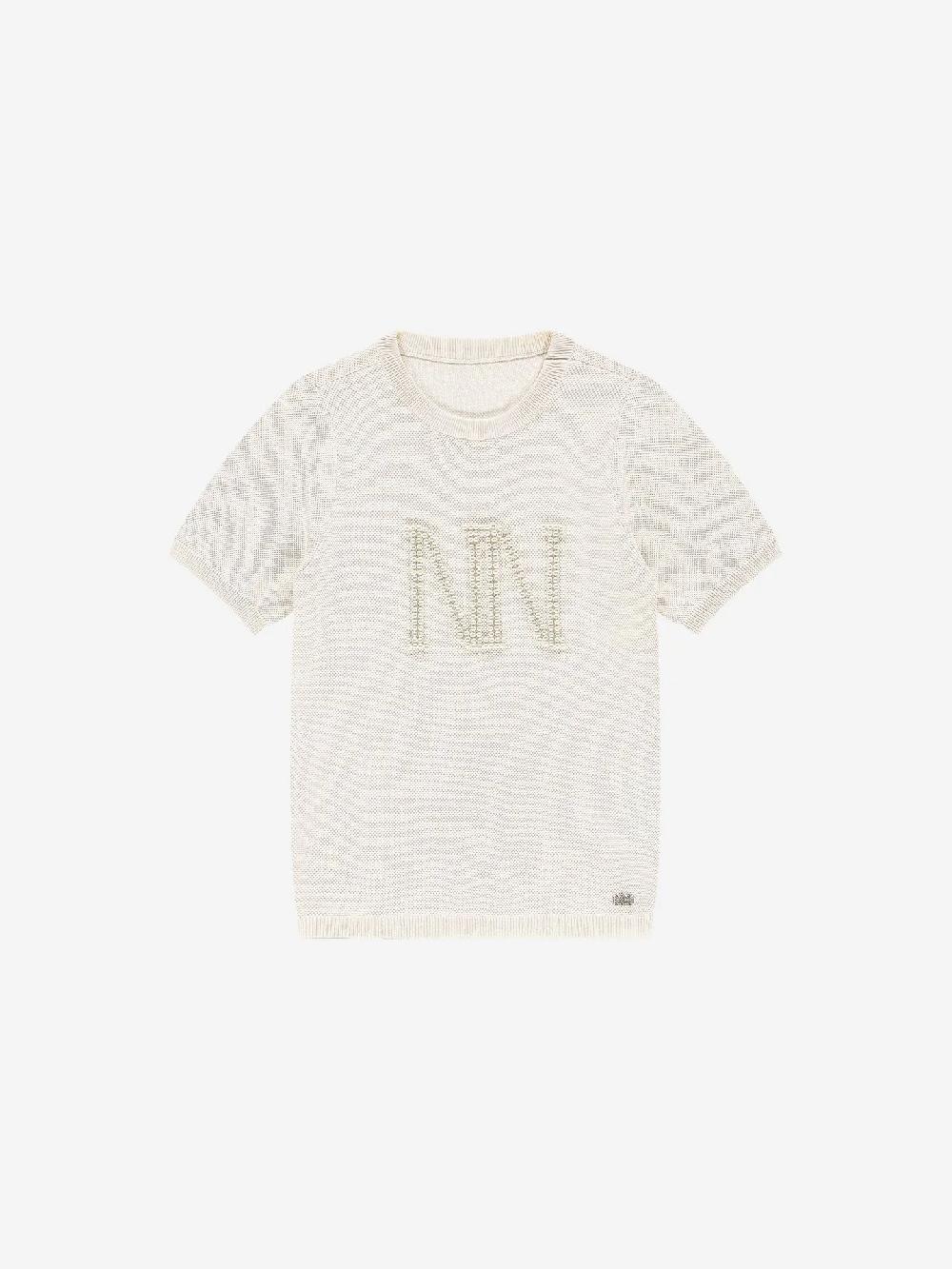 Nikkie Gebreide Top Met NN Parel Logo