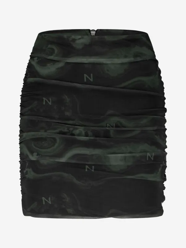 nikkie Gedrapeerde mesh rok met logo patroon