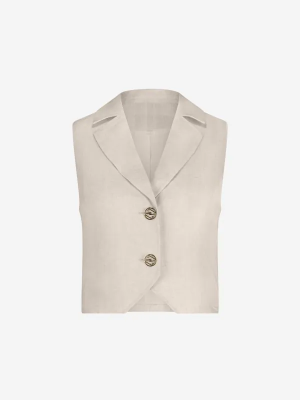 nikkie Gemêleerd gilet met decoratieve knopen