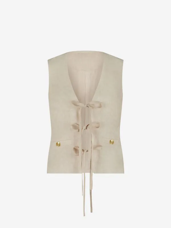 nikkie Gemêleerd gilet met strikdetails