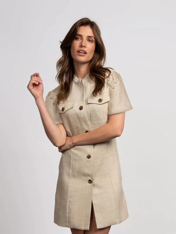 nikkie Gemêleerde jurk met koorddetails