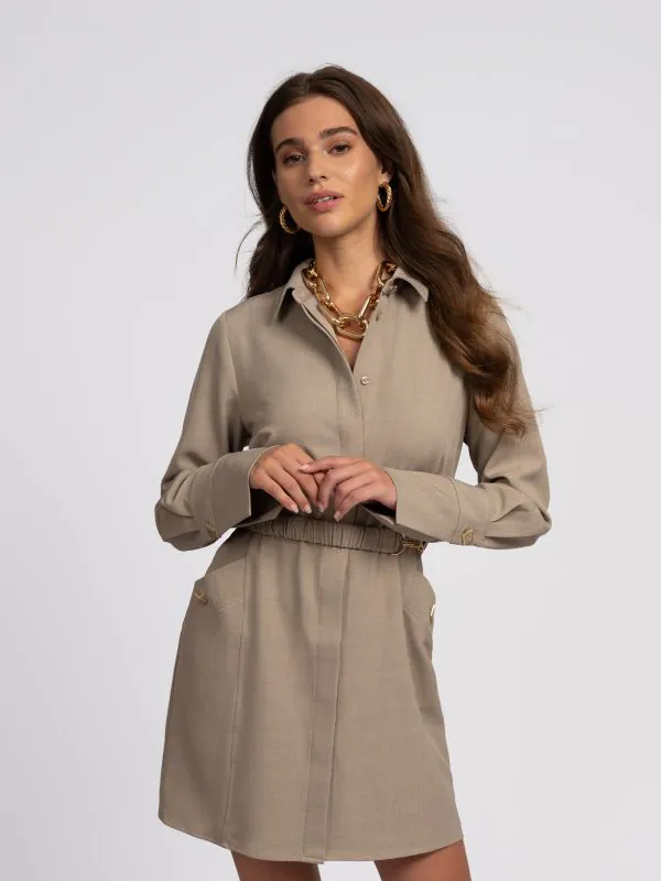 nikkie Gemêleerde jurk met riem