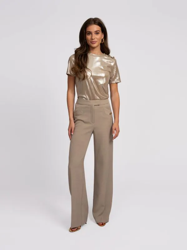 nikkie Gemêleerde pantalon met wijde pijpen