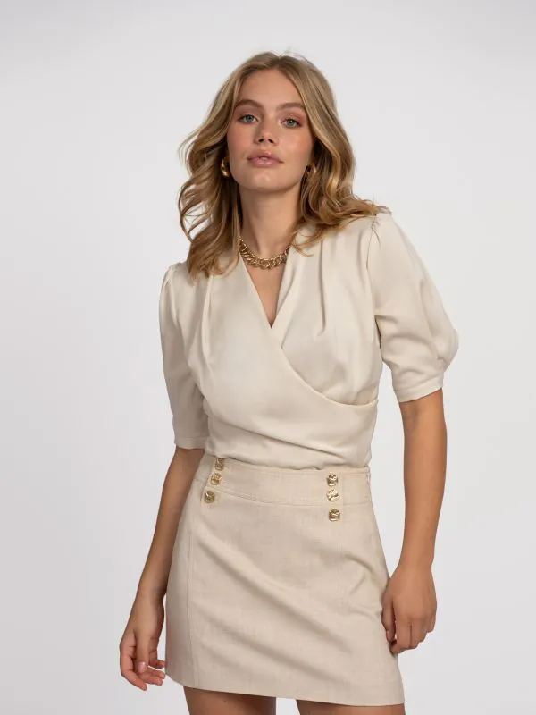 nikkie Gemêleerde rok met knoopdetails