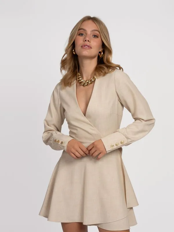 nikkie Gemêleerde wikkeljurk met knoopdetails