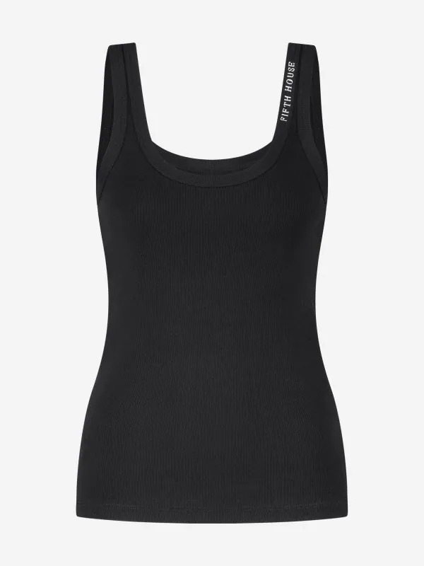 nikkie Geribbelde tanktop met FH logo bij hals