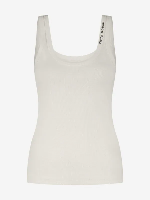 nikkie Geribbelde tanktop met FH logo bij hals