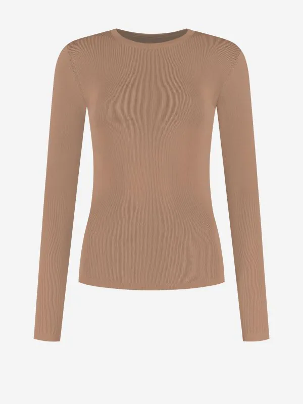 nikkie Geribbelde top met lange mouwen