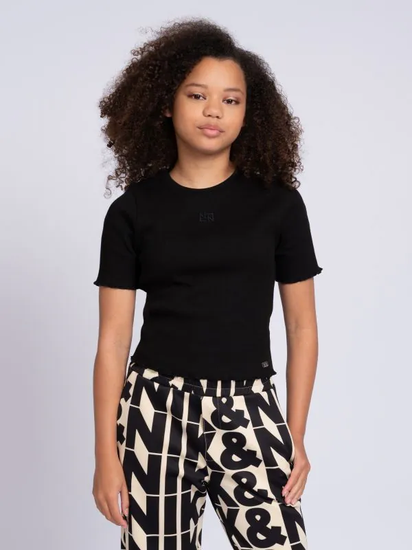 Nikkie Geribbelde Top Met Ruches