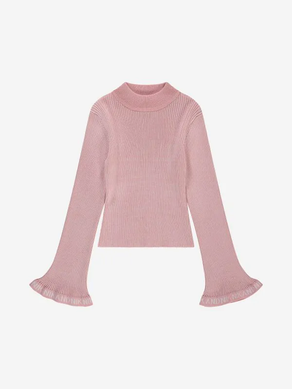 nikkie Geribbelde trui met flared mouwen