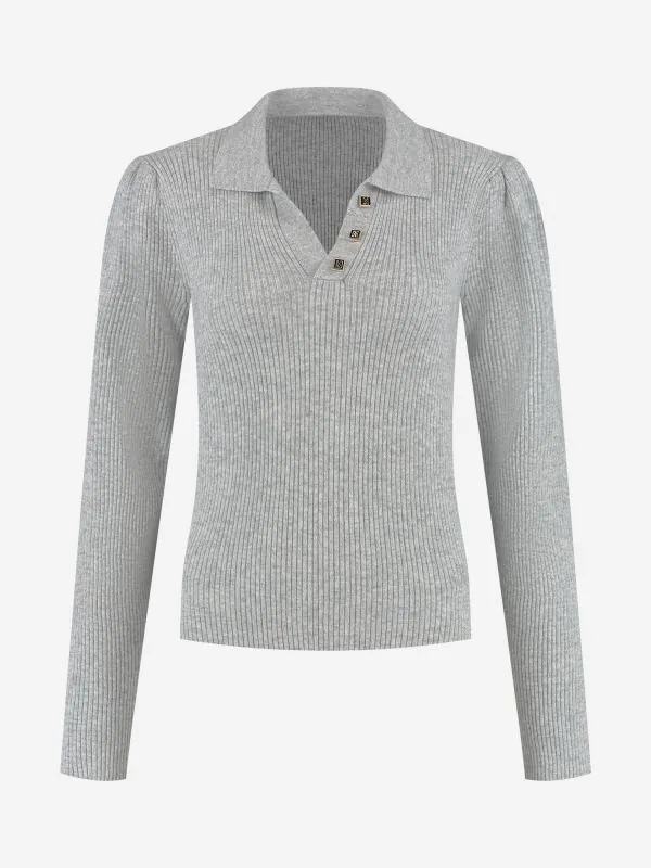 nikkie Geribbelde trui met kraag