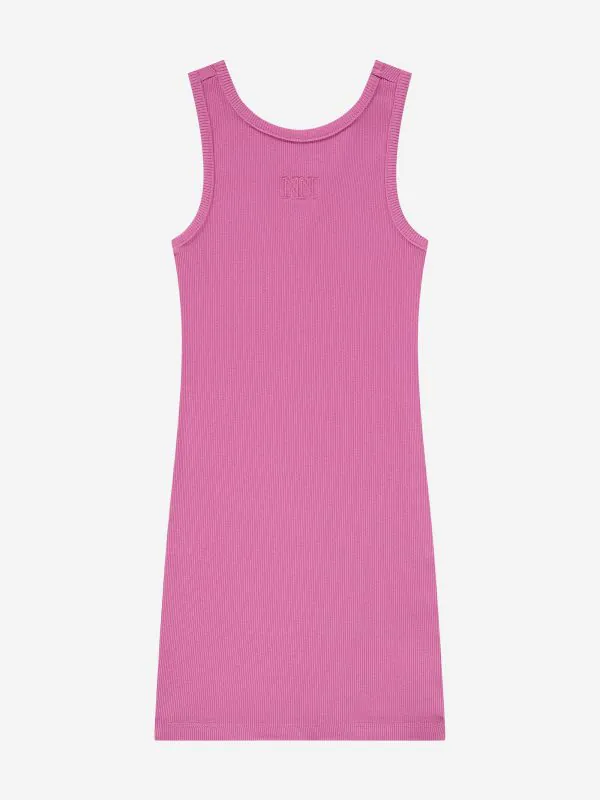 nikkie Geribde jurk met geborduurd logo