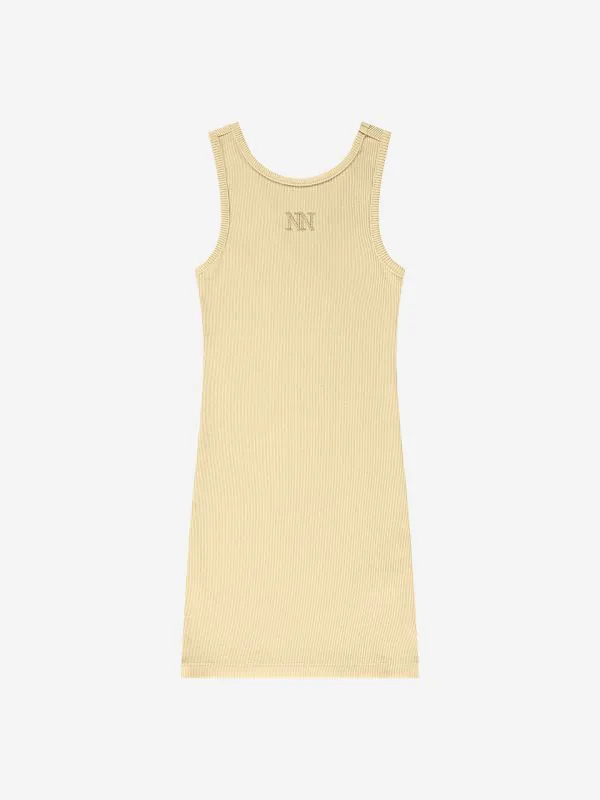 nikkie Geribde jurk met geborduurd logo