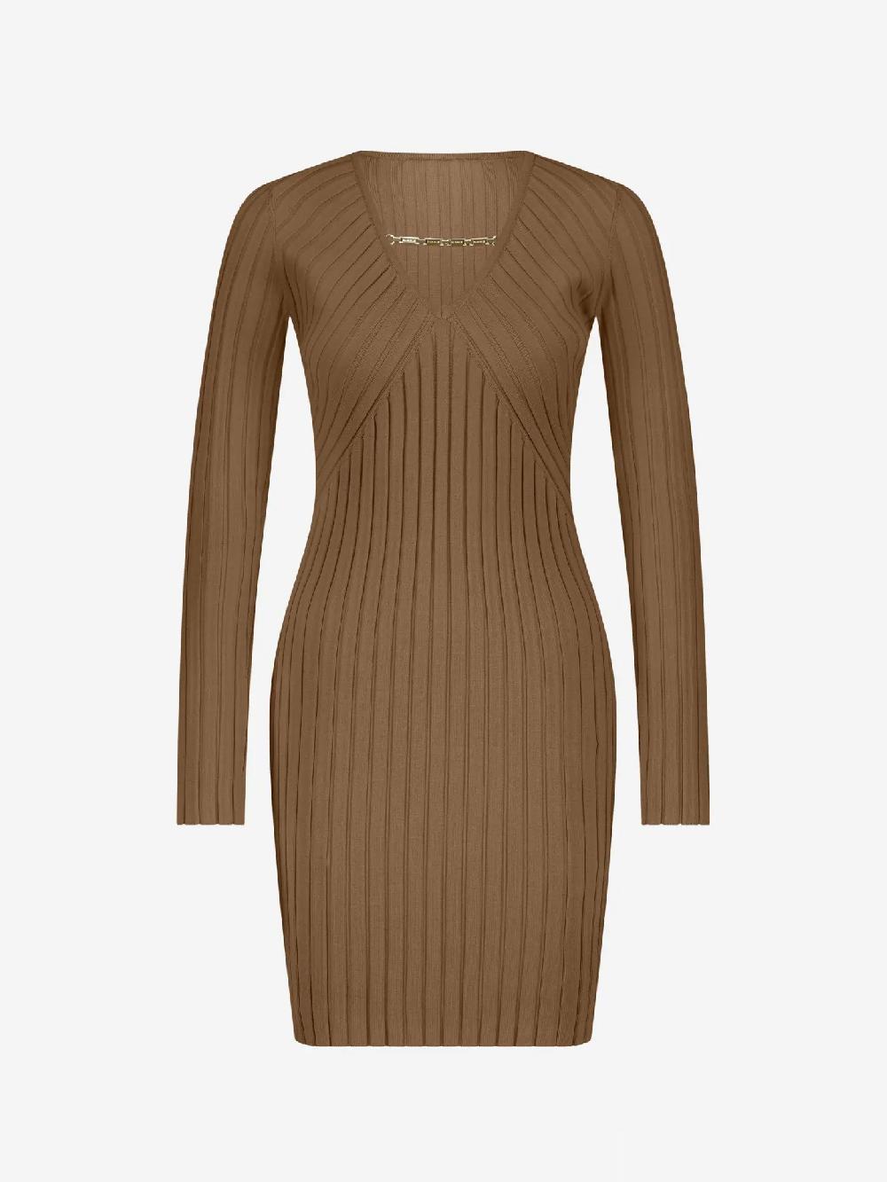 Nikkie Geribde Jurk Met Ketting Detail