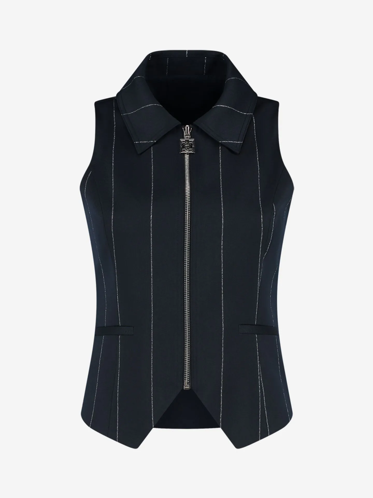 Nikkie Gestreept Gilet Met Centrale Rits En Kraag