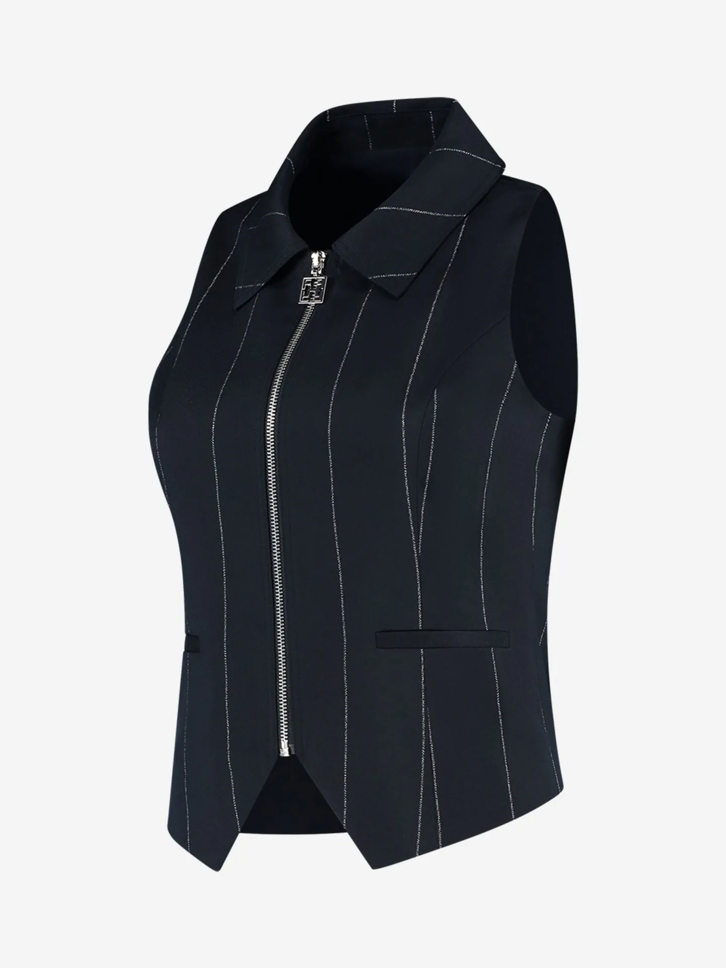 Nikkie Gestreept Gilet Met Centrale Rits En Kraag