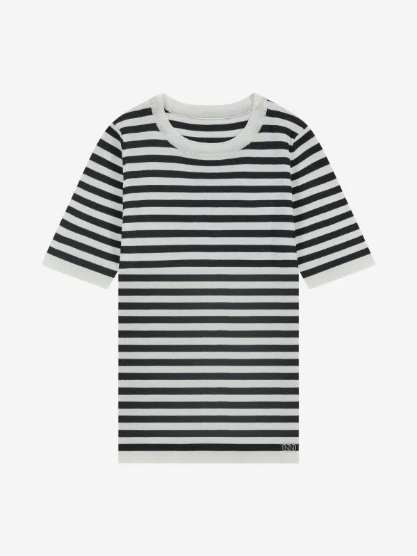 nikkie Gestreept T-shirt met subtiel logo