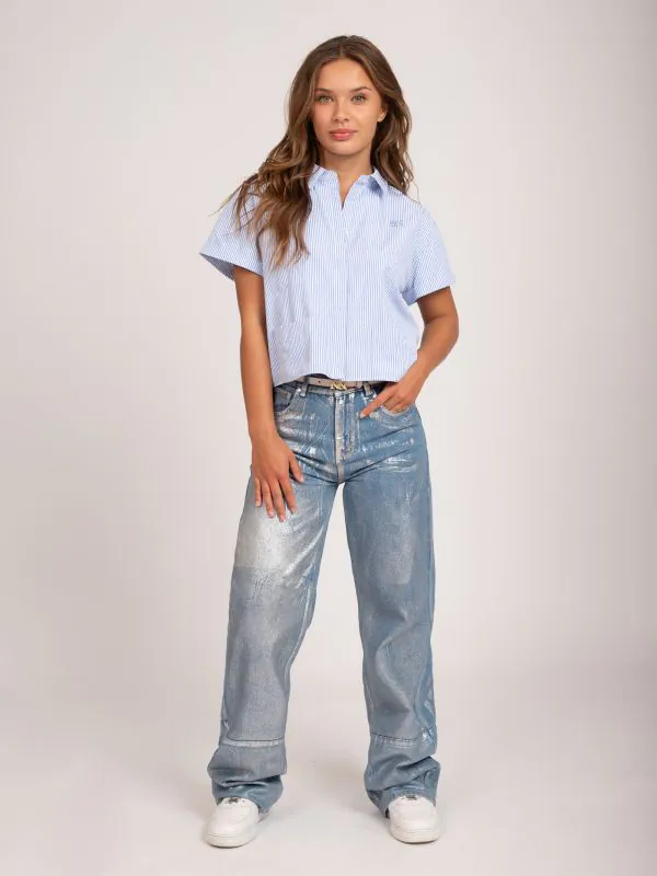 Nikkie Gestreepte Cropped Blouse