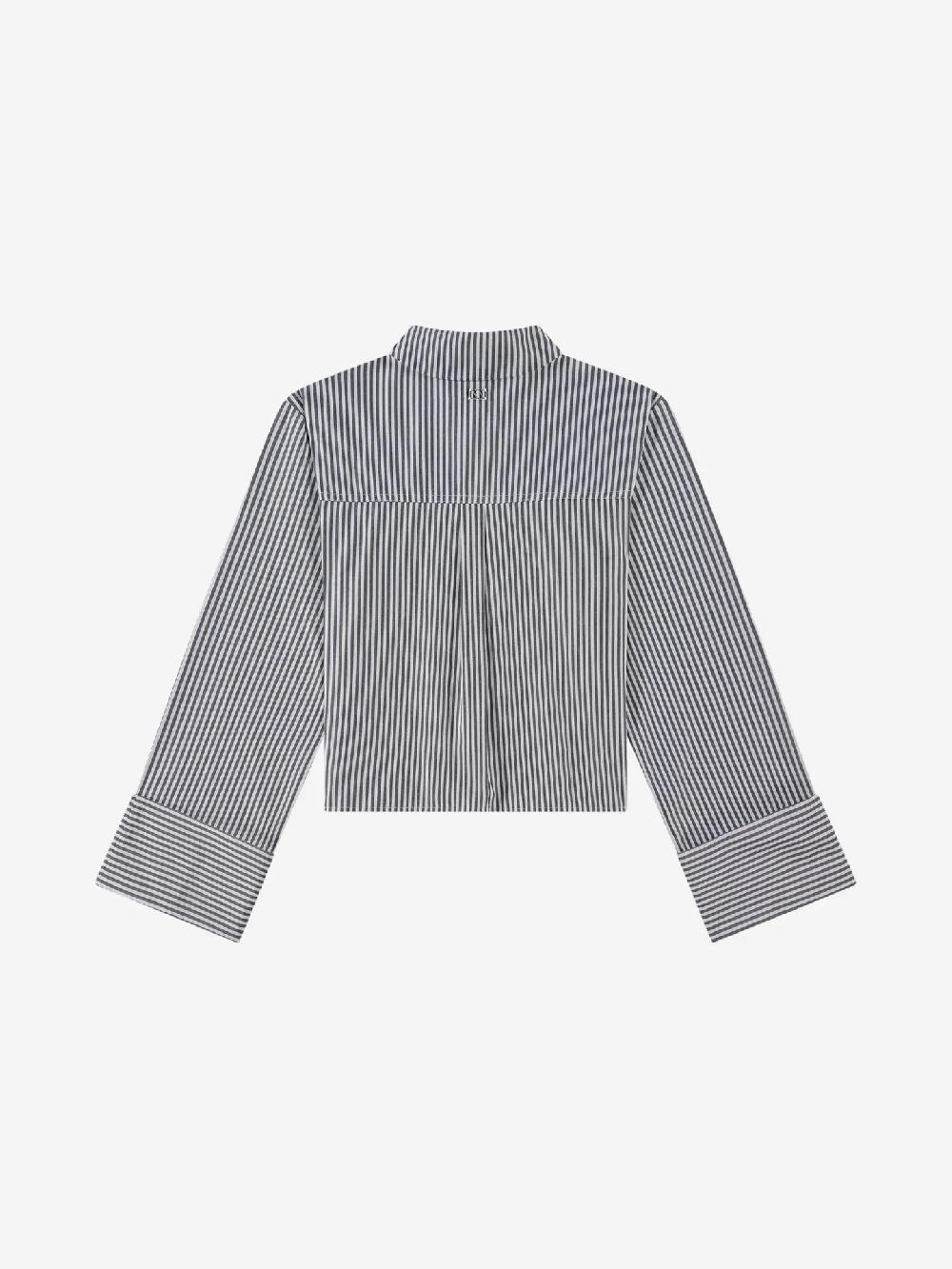 Nikkie Gestreepte Korte Blouse Met Omslagmouwen