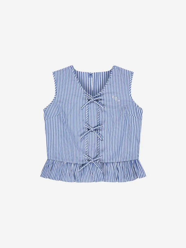 Nikkie Gestreepte Top Met Ruches En Strikdetails