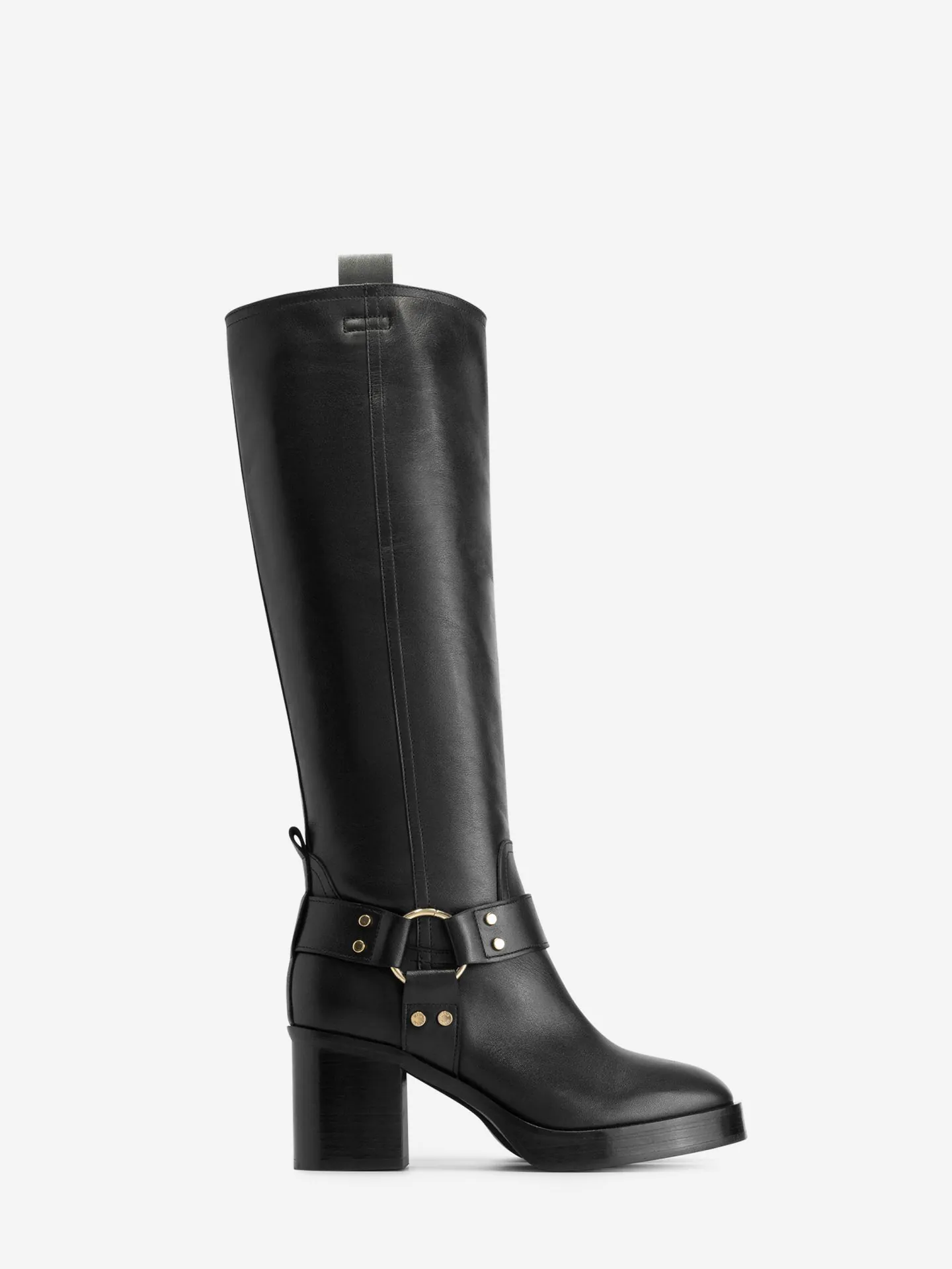 Nikkie Hoge Leren Laarzen Met Blokhak En Gesp