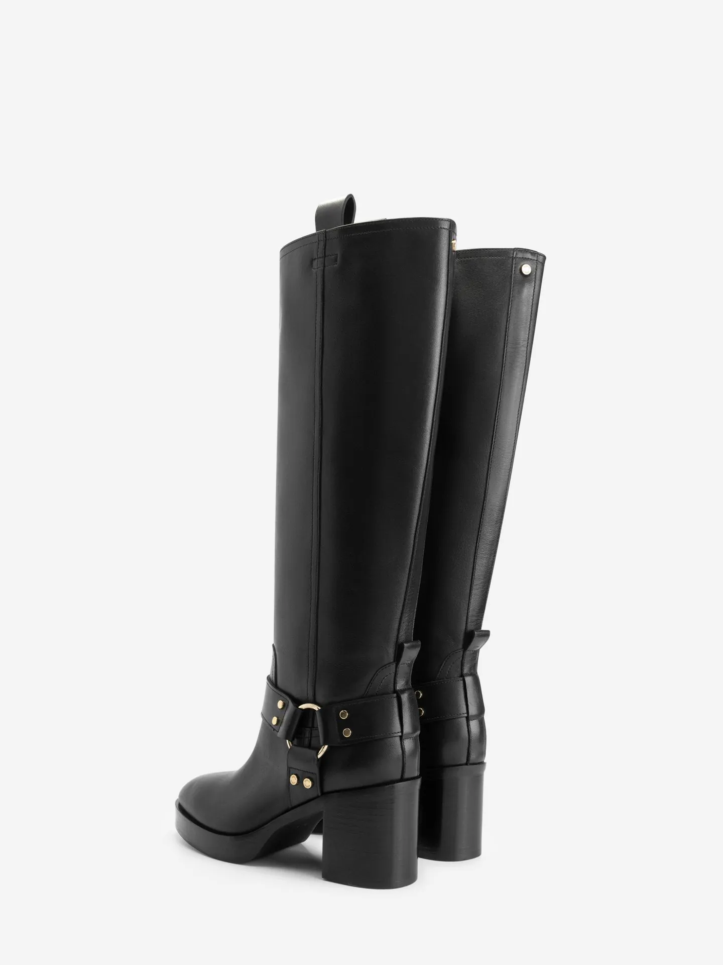 Nikkie Hoge Leren Laarzen Met Blokhak En Gesp