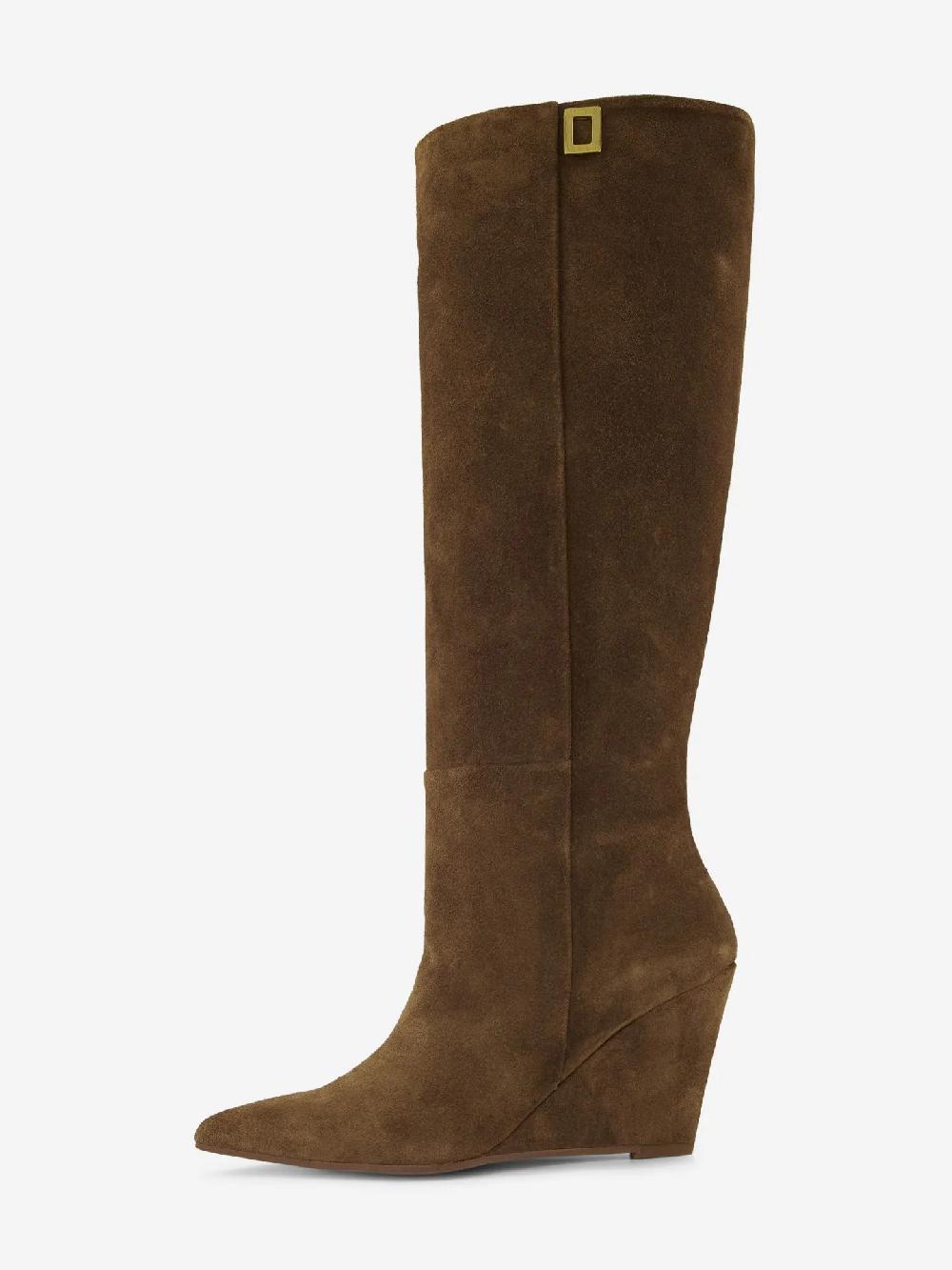 Nikkie Hoge Suède Laarzen Met Sleehak