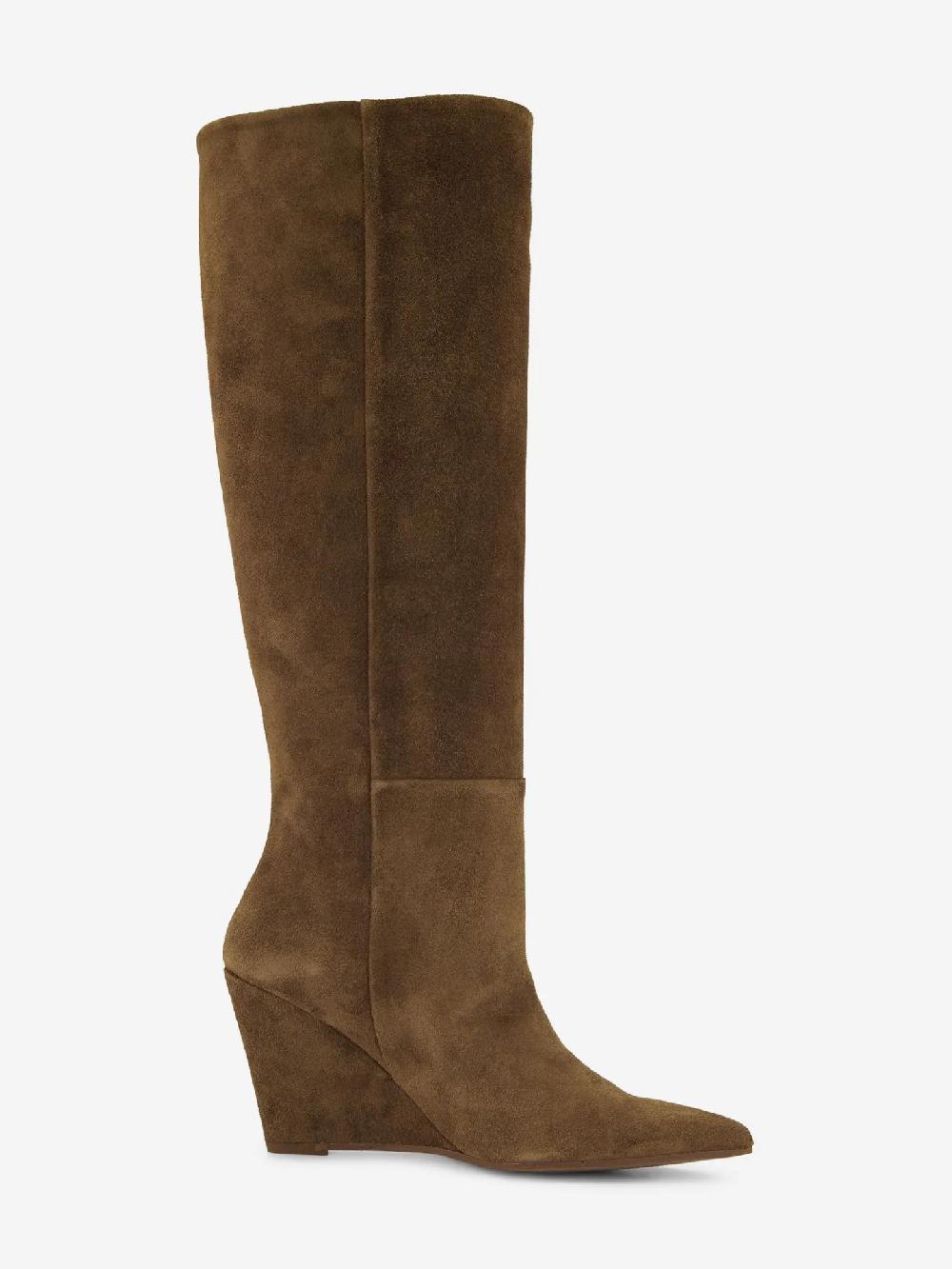 Nikkie Hoge Suède Laarzen Met Sleehak