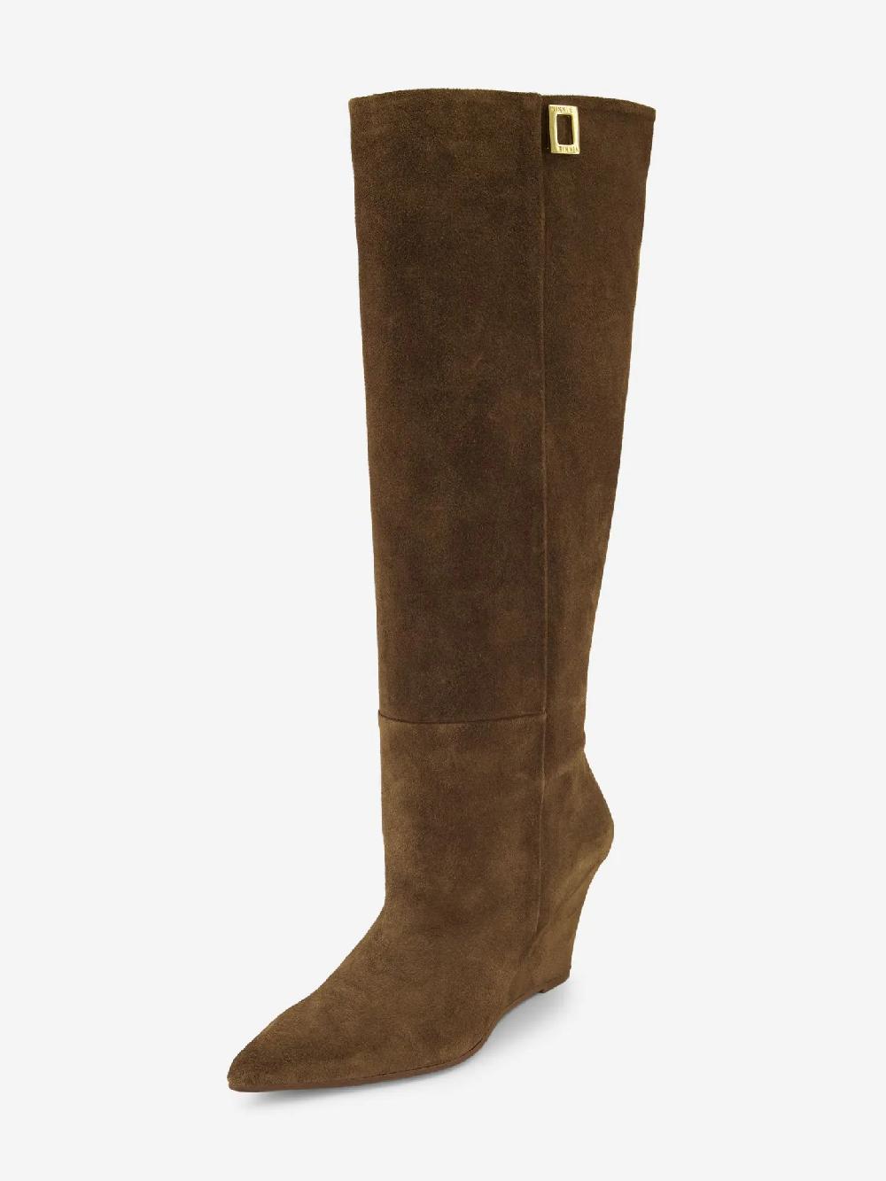 Nikkie Hoge Suède Laarzen Met Sleehak