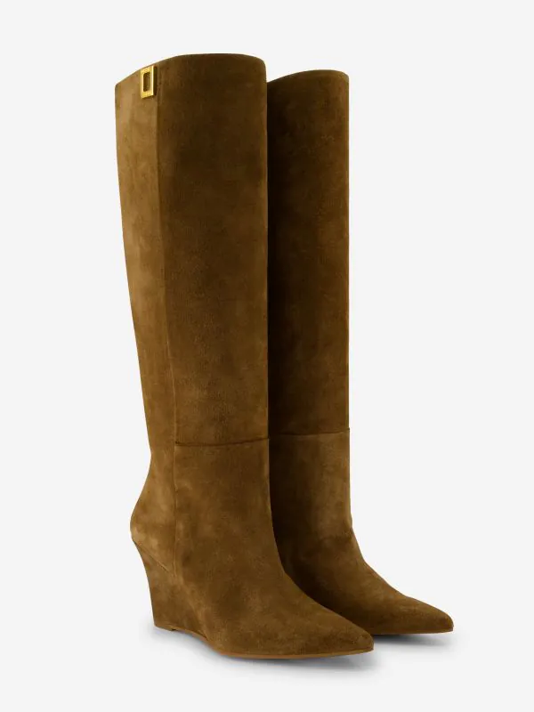 nikkie Hoge suède laarzen met sleehak