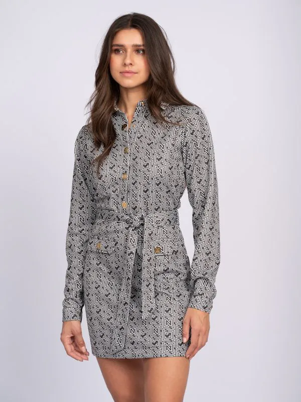 nikkie Jurk met logo patroon en ceintuur