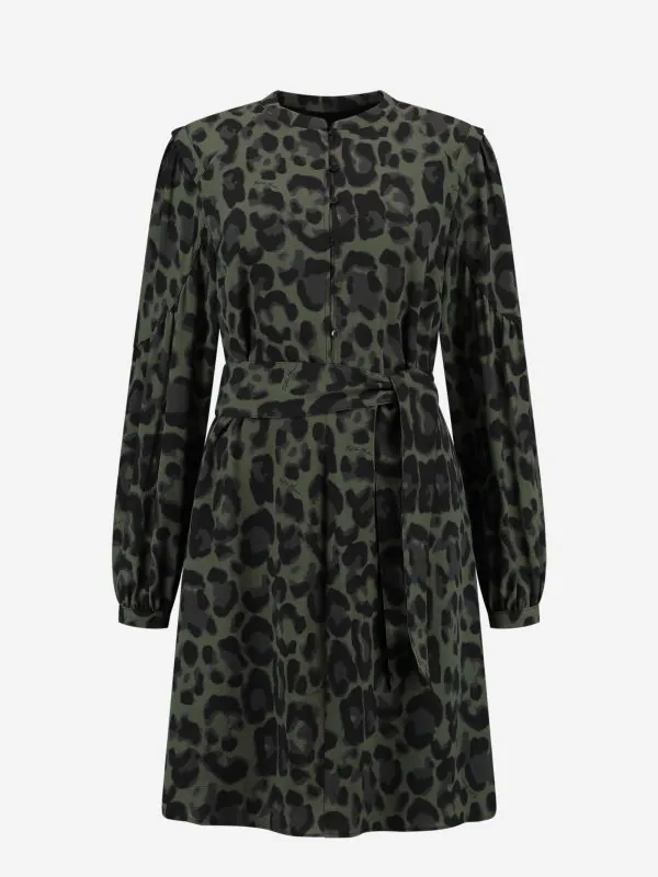 nikkie Jurk met luipaardprint en strikkoord