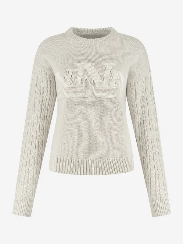 nikkie Kabelgebreide trui met N-logo print