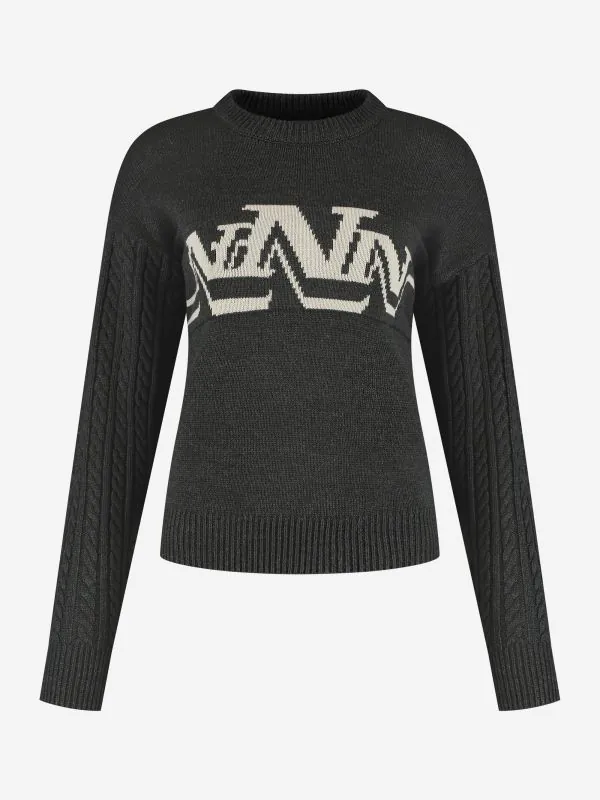 nikkie Kabelgebreide trui met N-logo print