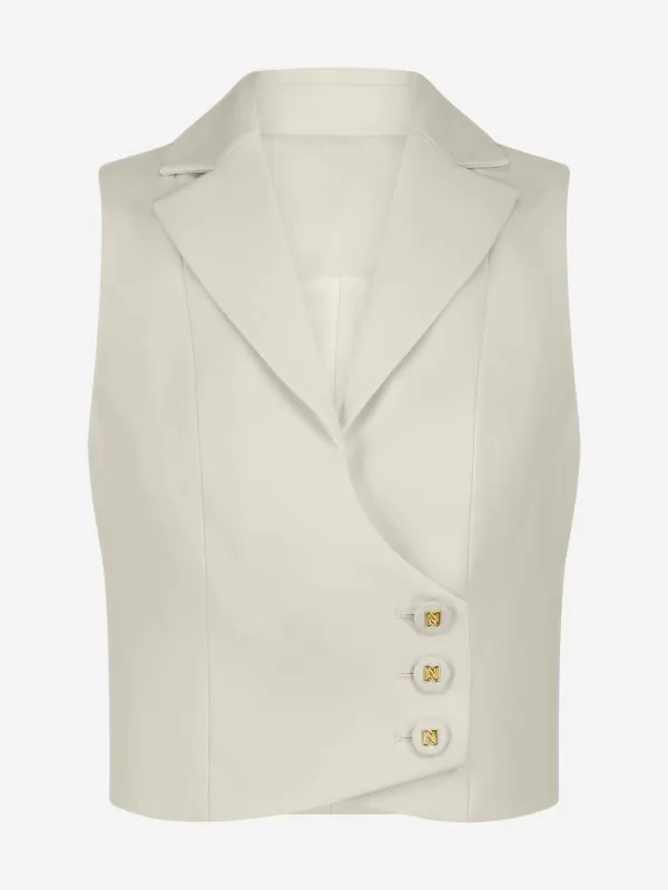 nikkie Kort gilet met overslag en N-knopen