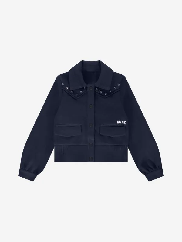 nikkie Kort jack met studs en klepzakken