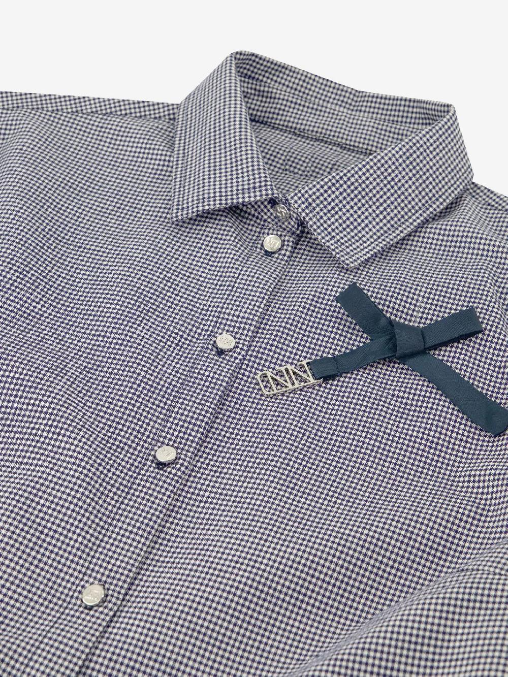 Nikkie Korte Geruite Blouse Met Strik Detail