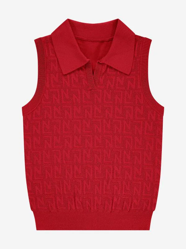 nikkie Korte opengebreide top met N&N logo patroon