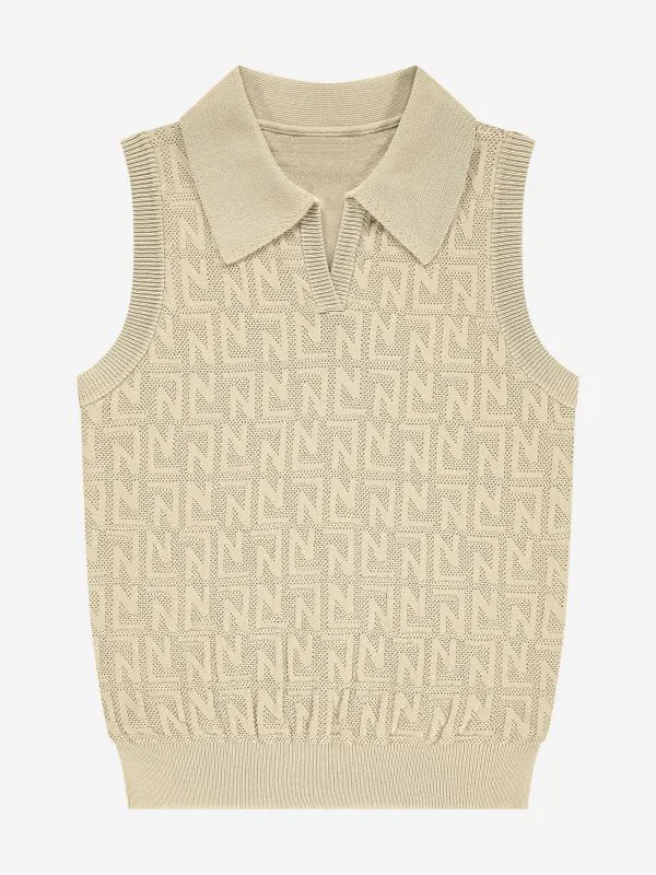 nikkie Korte opengebreide top met N&N logo patroon