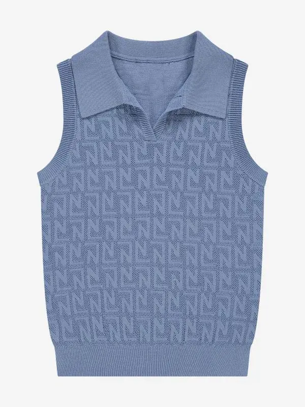 nikkie Korte opengebreide top met N&N logo patroon