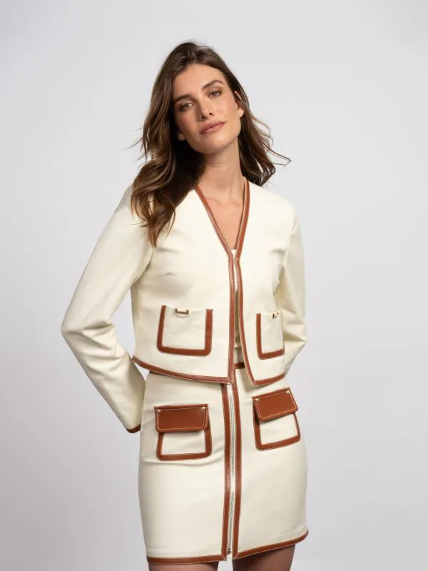 nikkie Korte rok met contrasterende biezen