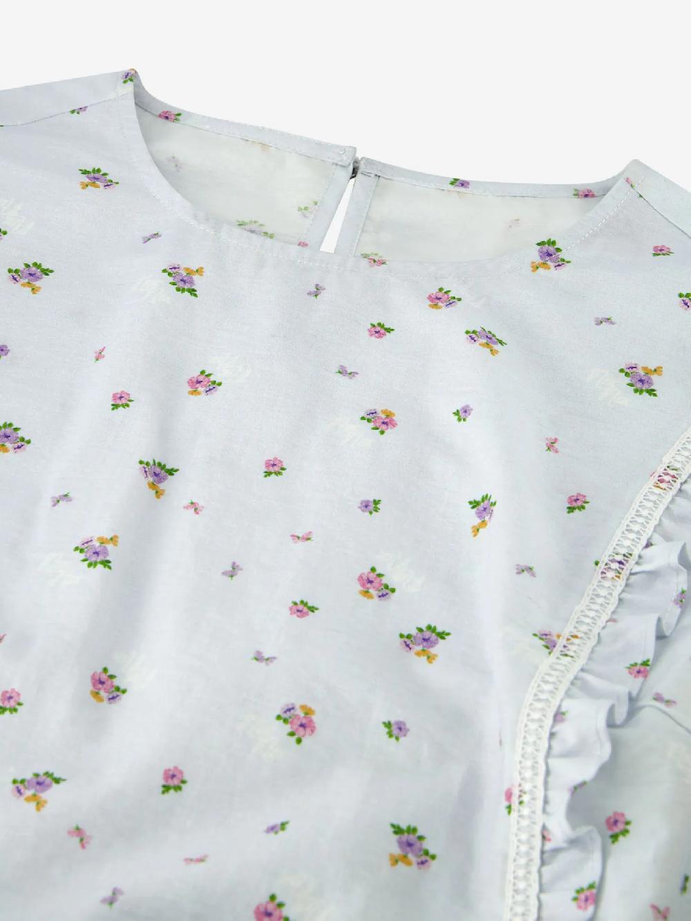 Nikkie Korte Top Met Bloementprint En Ruches