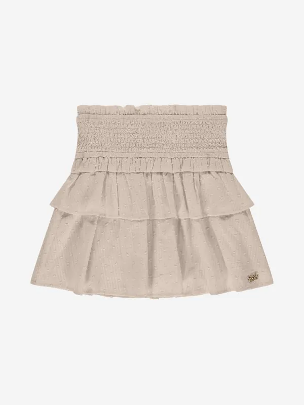 nikkie Korte volantrok met geborduurde stippen