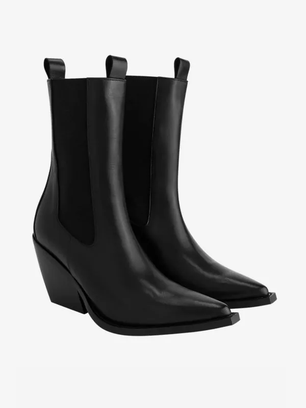 nikkie Leren laarzen met blokhak