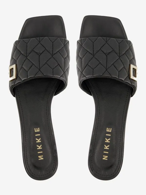 nikkie Leren sandaal met gewatteerde wreefband