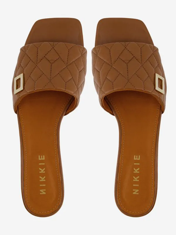 nikkie Leren sandaal met gewatteerde wreefband